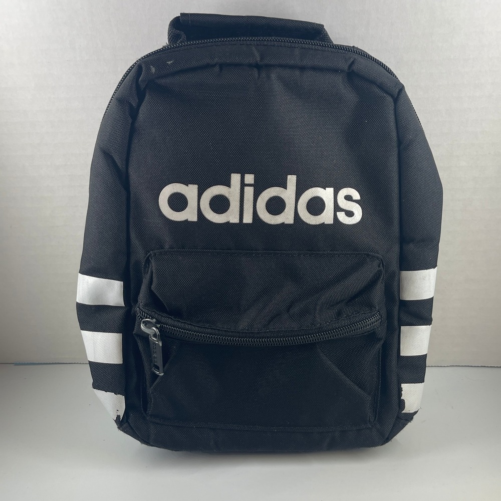 Adidas Santiago Insulated Lunch Bag Black White 3 Stripe Padded Handle
